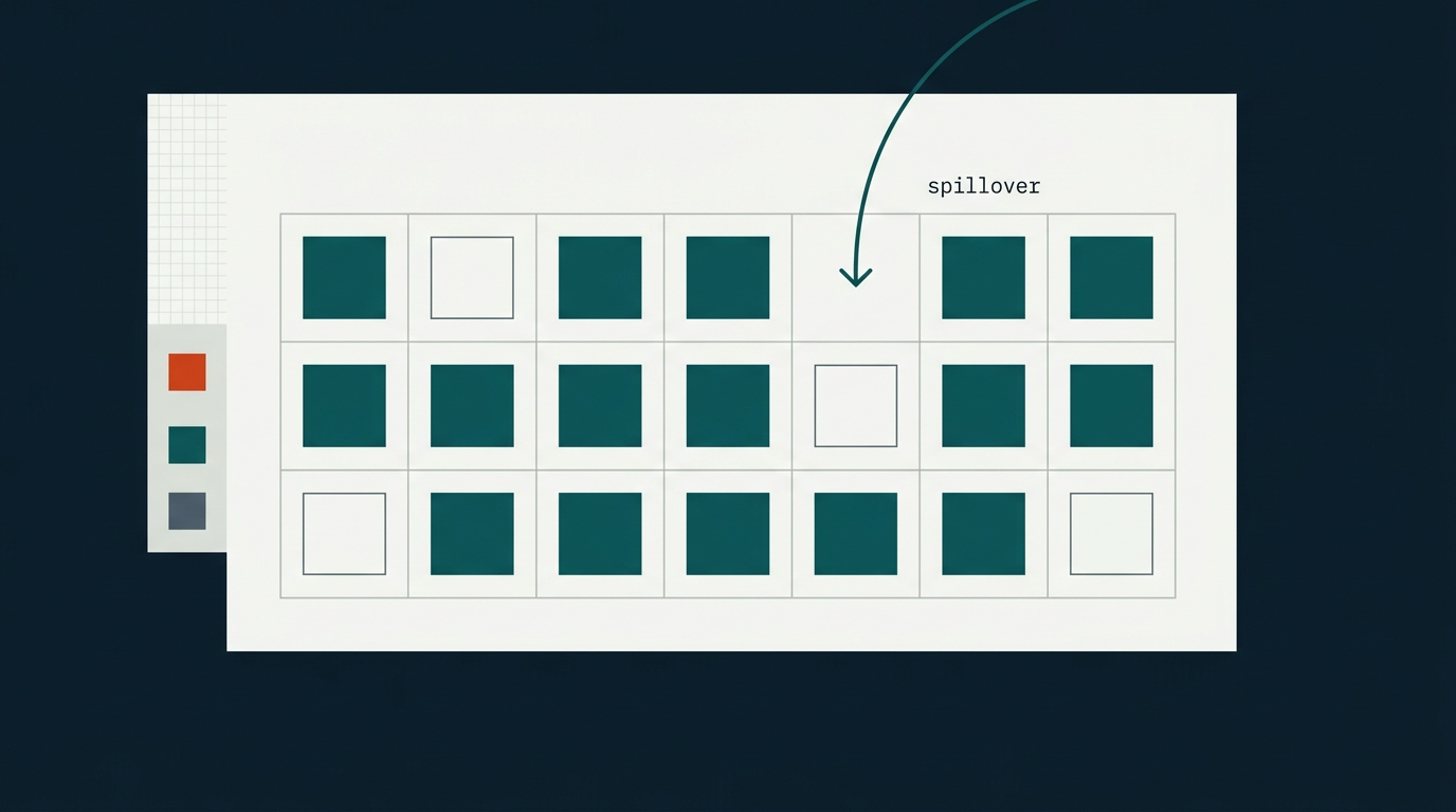 Matrix grid with a spillover placement arrow.