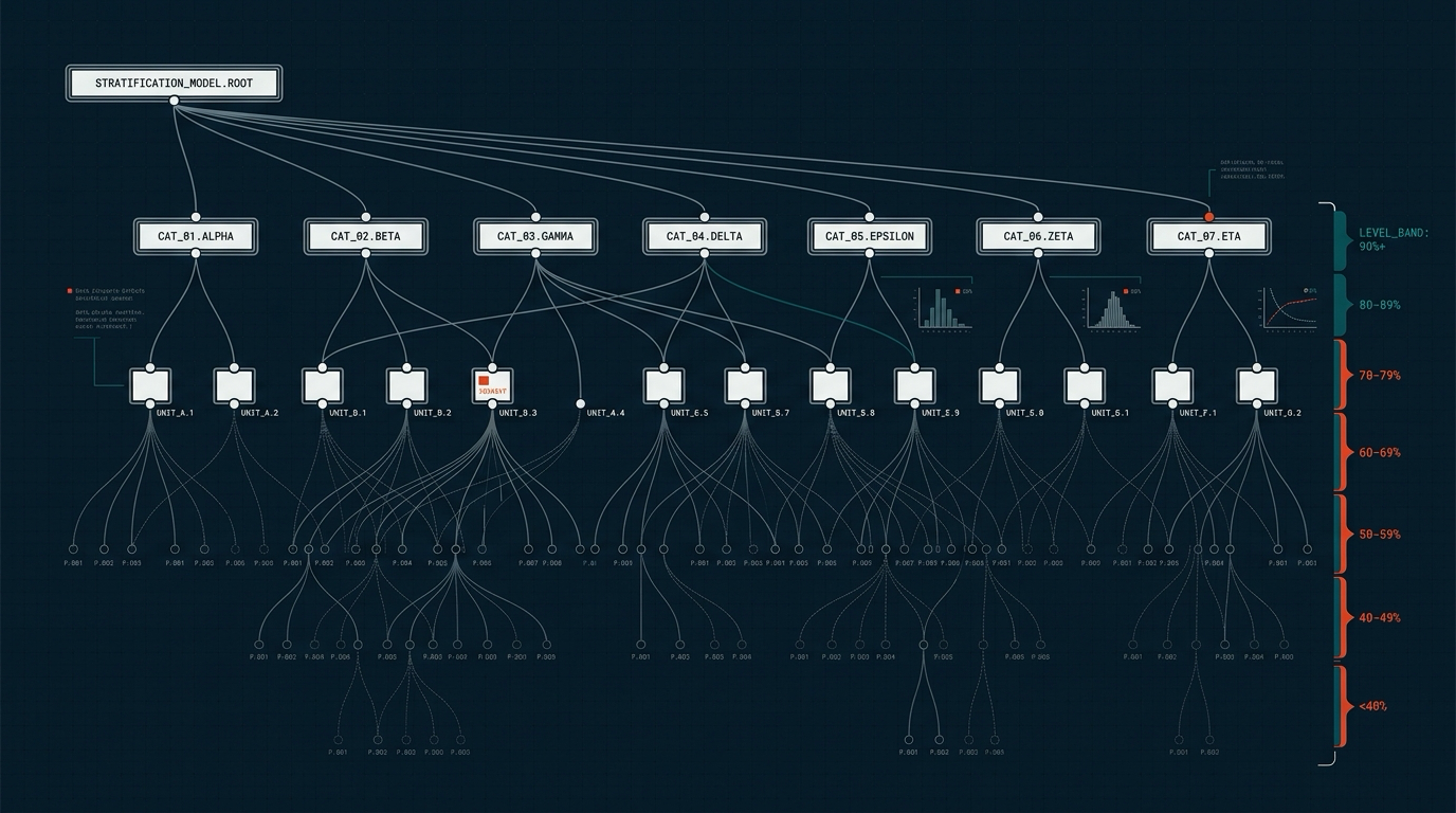 Unilevel tree with three levels and decreasing payout bands.